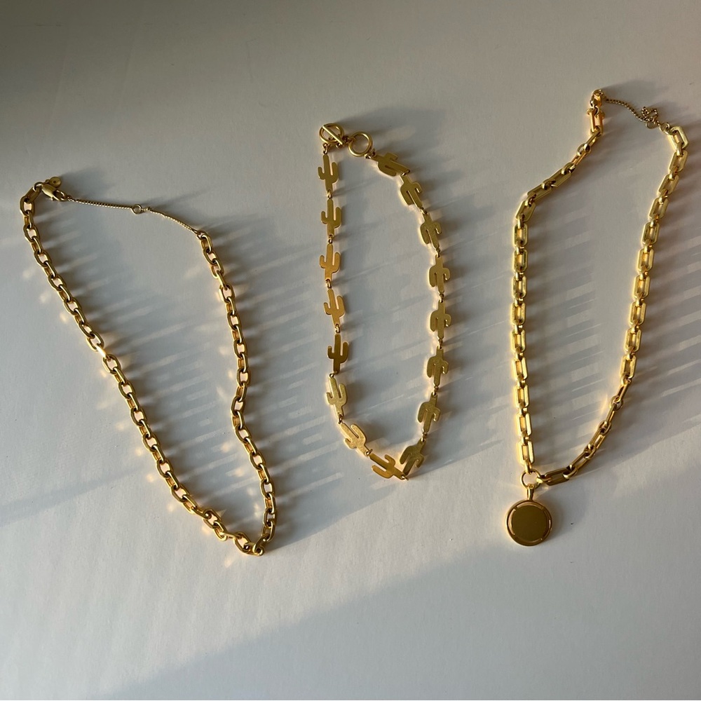 Bundle of 3 Gold Chunky Madewell Necklaces